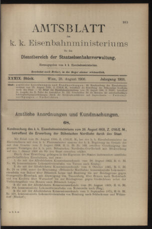 Verordnungs- und Anzeige-Blatt der k.k. General-Direction der österr. Staatsbahnen 19080829 Seite: 1