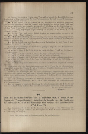 Verordnungs- und Anzeige-Blatt der k.k. General-Direction der österr. Staatsbahnen 19080919 Seite: 7