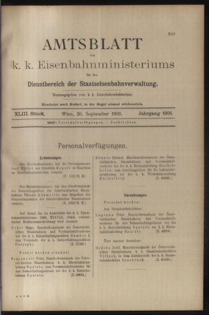 Verordnungs- und Anzeige-Blatt der k.k. General-Direction der österr. Staatsbahnen 19080926 Seite: 1