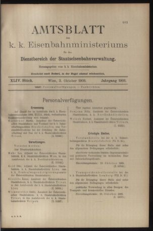 Verordnungs- und Anzeige-Blatt der k.k. General-Direction der österr. Staatsbahnen 19081003 Seite: 1