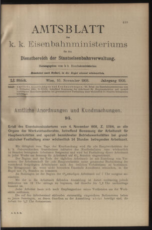 Verordnungs- und Anzeige-Blatt der k.k. General-Direction der österr. Staatsbahnen 19081110 Seite: 1