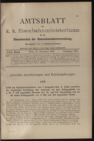 Verordnungs- und Anzeige-Blatt der k.k. General-Direction der österr. Staatsbahnen 19081212 Seite: 1