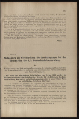 Verordnungs- und Anzeige-Blatt der k.k. General-Direction der österr. Staatsbahnen 19090710 Seite: 25