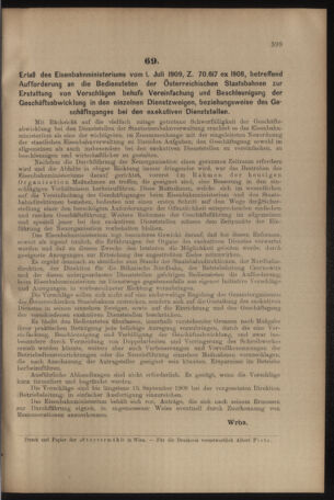 Verordnungs- und Anzeige-Blatt der k.k. General-Direction der österr. Staatsbahnen 19090710 Seite: 49