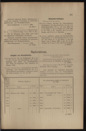 Verordnungs- und Anzeige-Blatt der k.k. General-Direction der österr. Staatsbahnen 19090731 Seite: 9