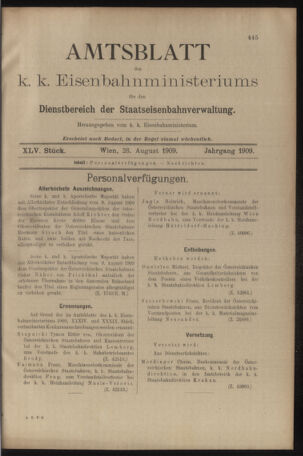 Verordnungs- und Anzeige-Blatt der k.k. General-Direction der österr. Staatsbahnen 19090828 Seite: 1