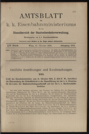 Verordnungs- und Anzeige-Blatt der k.k. General-Direction der österr. Staatsbahnen 19091015 Seite: 3