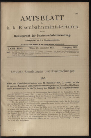 Verordnungs- und Anzeige-Blatt der k.k. General-Direction der österr. Staatsbahnen 19091228 Seite: 1