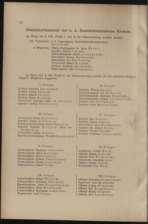 Verordnungs- und Anzeige-Blatt der k.k. General-Direction der österr. Staatsbahnen 19100105 Seite: 14