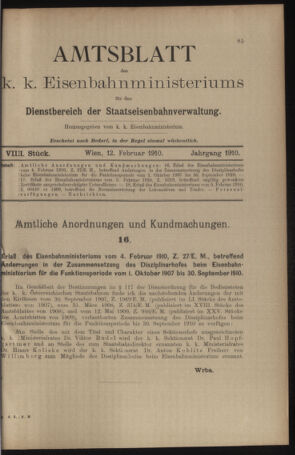 Verordnungs- und Anzeige-Blatt der k.k. General-Direction der österr. Staatsbahnen 19100212 Seite: 1