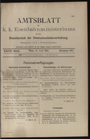 Verordnungs- und Anzeige-Blatt der k.k. General-Direction der österr. Staatsbahnen