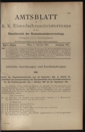 Verordnungs- und Anzeige-Blatt der k.k. General-Direction der österr. Staatsbahnen 19101001 Seite: 1