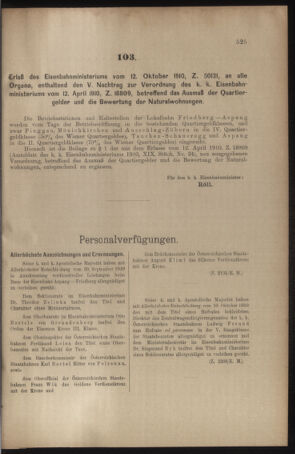 Verordnungs- und Anzeige-Blatt der k.k. General-Direction der österr. Staatsbahnen 19101015 Seite: 5