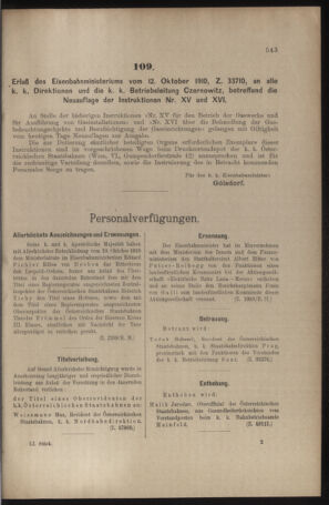 Verordnungs- und Anzeige-Blatt der k.k. General-Direction der österr. Staatsbahnen 19101022 Seite: 9