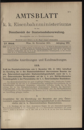 Verordnungs- und Anzeige-Blatt der k.k. General-Direction der österr. Staatsbahnen 19101112 Seite: 7