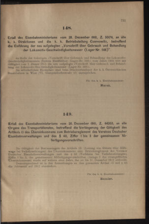 Verordnungs- und Anzeige-Blatt der k.k. General-Direction der österr. Staatsbahnen 19101231 Seite: 13