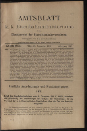 Verordnungs- und Anzeige-Blatt der k.k. General-Direction der österr. Staatsbahnen 19101231 Seite: 9