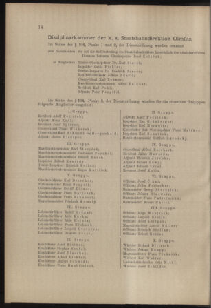 Verordnungs- und Anzeige-Blatt der k.k. General-Direction der österr. Staatsbahnen 19110104 Seite: 14