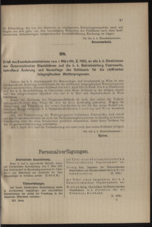 Verordnungs- und Anzeige-Blatt der k.k. General-Direction der österr. Staatsbahnen 19110311 Seite: 5