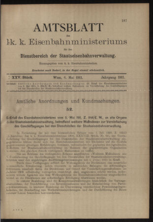 Verordnungs- und Anzeige-Blatt der k.k. General-Direction der österr. Staatsbahnen 19110506 Seite: 17