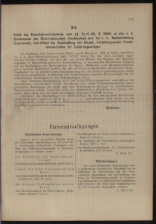 Verordnungs- und Anzeige-Blatt der k.k. General-Direction der österr. Staatsbahnen 19110506 Seite: 5