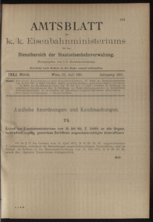 Verordnungs- und Anzeige-Blatt der k.k. General-Direction der österr. Staatsbahnen