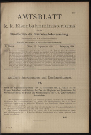 Verordnungs- und Anzeige-Blatt der k.k. General-Direction der österr. Staatsbahnen