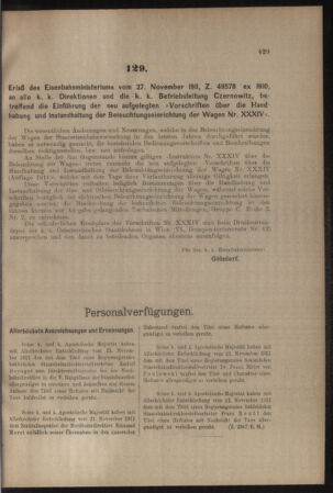 Verordnungs- und Anzeige-Blatt der k.k. General-Direction der österr. Staatsbahnen 19111202 Seite: 5