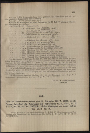 Verordnungs- und Anzeige-Blatt der k.k. General-Direction der österr. Staatsbahnen 19111230 Seite: 23