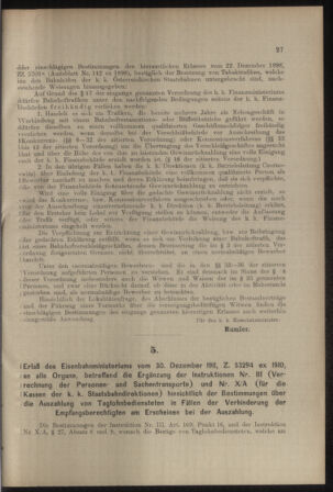 Verordnungs- und Anzeige-Blatt der k.k. General-Direction der österr. Staatsbahnen 19120106 Seite: 27