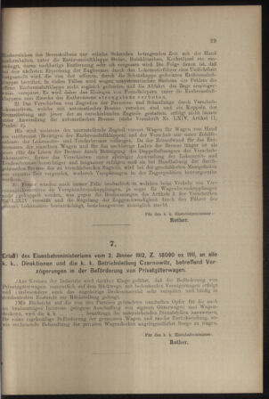 Verordnungs- und Anzeige-Blatt der k.k. General-Direction der österr. Staatsbahnen 19120106 Seite: 29