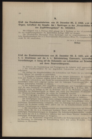 Verordnungs- und Anzeige-Blatt der k.k. General-Direction der österr. Staatsbahnen 19120106 Seite: 30