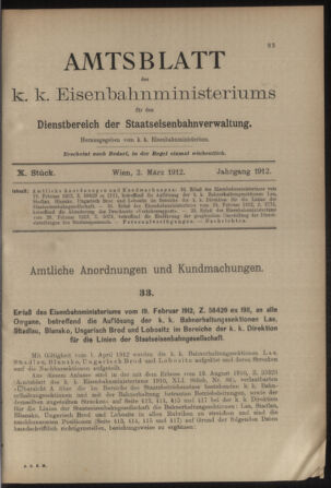 Verordnungs- und Anzeige-Blatt der k.k. General-Direction der österr. Staatsbahnen