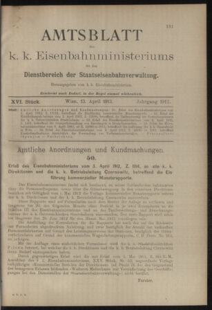 Verordnungs- und Anzeige-Blatt der k.k. General-Direction der österr. Staatsbahnen