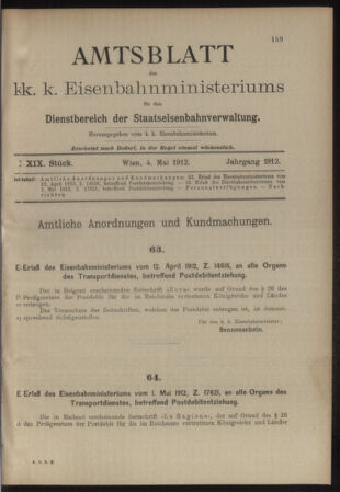 Verordnungs- und Anzeige-Blatt der k.k. General-Direction der österr. Staatsbahnen