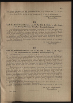 Verordnungs- und Anzeige-Blatt der k.k. General-Direction der österr. Staatsbahnen 19120525 Seite: 9