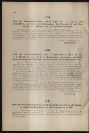 Verordnungs- und Anzeige-Blatt der k.k. General-Direction der österr. Staatsbahnen 19120817 Seite: 6