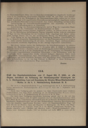 Verordnungs- und Anzeige-Blatt der k.k. General-Direction der österr. Staatsbahnen 19120824 Seite: 5