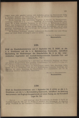 Verordnungs- und Anzeige-Blatt der k.k. General-Direction der österr. Staatsbahnen 19120921 Seite: 3