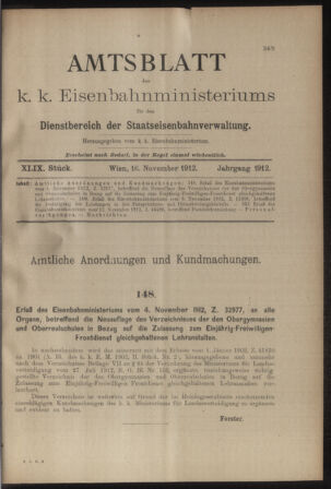 Verordnungs- und Anzeige-Blatt der k.k. General-Direction der österr. Staatsbahnen