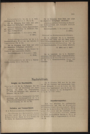 Verordnungs- und Anzeige-Blatt der k.k. General-Direction der österr. Staatsbahnen 19121123 Seite: 15