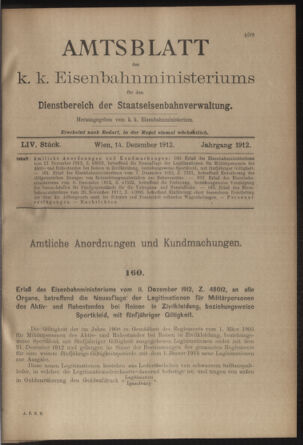 Verordnungs- und Anzeige-Blatt der k.k. General-Direction der österr. Staatsbahnen