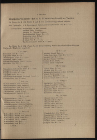 Verordnungs- und Anzeige-Blatt der k.k. General-Direction der österr. Staatsbahnen 19130104 Seite: 17