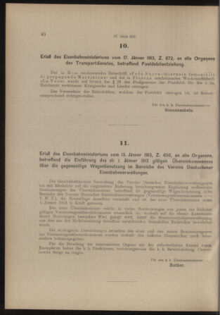 Verordnungs- und Anzeige-Blatt der k.k. General-Direction der österr. Staatsbahnen 19130118 Seite: 10