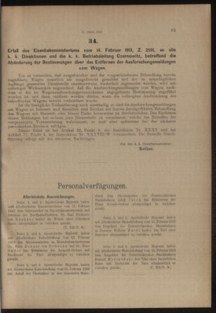 Verordnungs- und Anzeige-Blatt der k.k. General-Direction der österr. Staatsbahnen 19130222 Seite: 7