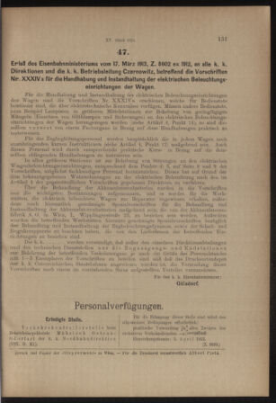 Verordnungs- und Anzeige-Blatt der k.k. General-Direction der österr. Staatsbahnen 19130322 Seite: 5