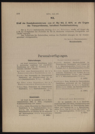 Verordnungs- und Anzeige-Blatt der k.k. General-Direction der österr. Staatsbahnen 19130531 Seite: 6