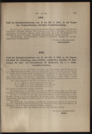 Verordnungs- und Anzeige-Blatt der k.k. General-Direction der österr. Staatsbahnen 19130719 Seite: 5