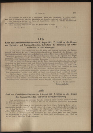 Verordnungs- und Anzeige-Blatt der k.k. General-Direction der österr. Staatsbahnen 19130823 Seite: 5