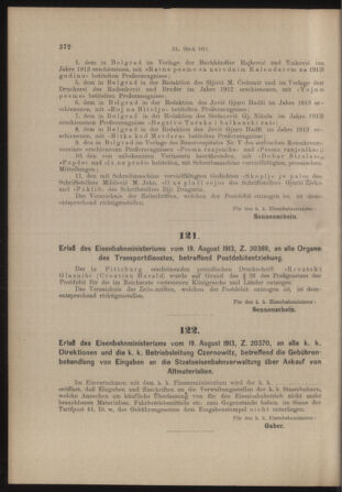 Verordnungs- und Anzeige-Blatt der k.k. General-Direction der österr. Staatsbahnen 19130823 Seite: 6